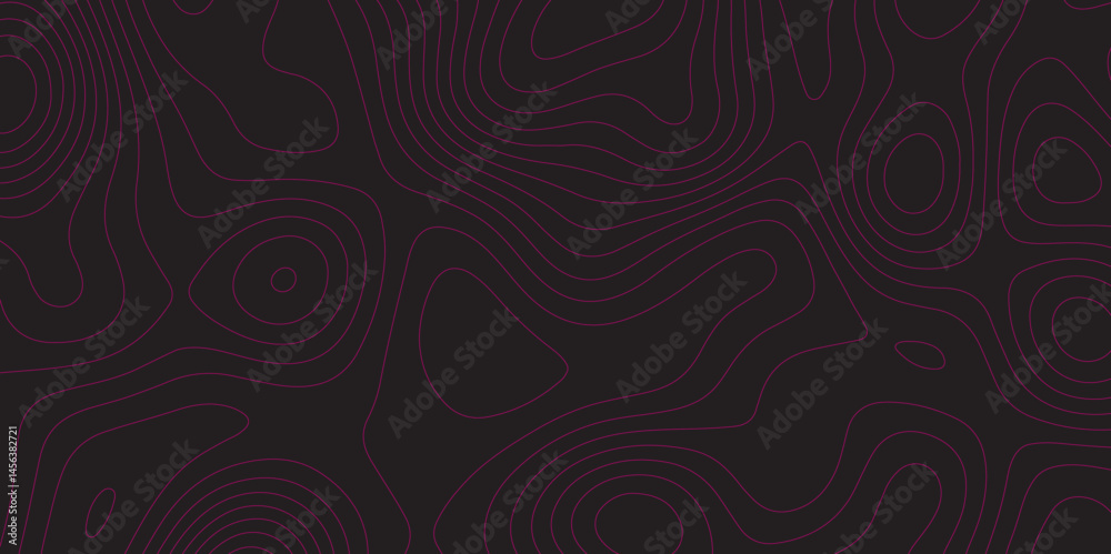 Poster Abstract black colorful gradient Topographic line map pattern background. Contour elevation topographic and textured Background Modern design with black background with topographic wavy Pattern.	