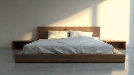 Minimal Modern Bedroom with Low Bed and Gray Walls