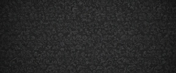Intricate black damask floral pattern on dark grey  , graphic, acanthus