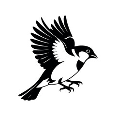Fototapeta premium A small and charming sparrow sitting on a tree branch, displaying its soft brown and grey feathers. Known for its cheerful chirping and quick movements, this common bird adds beauty to gardens, parks