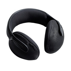 Black over-ear headphones with a comfortable, breathable mesh design. Perfect for immersive listening experiences.