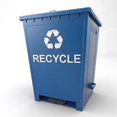 blue recycling bin