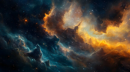 Obraz premium A cosmic nebulae display of swirling celestial clouds.