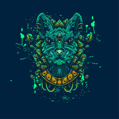 green egypt cat artwork illustration