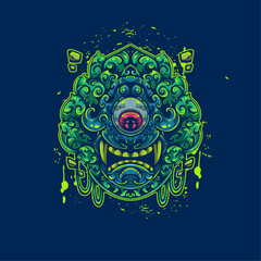 floral one eye demon artwork illustration