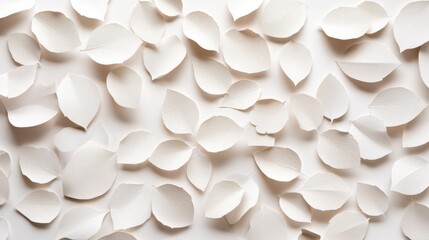 Graceful pattern of rubber-crafted paper leaves overlapping on a neutral backdrop