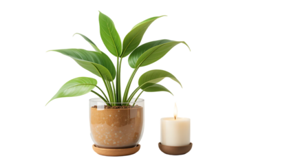 Serene Peace: Plant & Candle Decor for Tranquil Home Ambiance