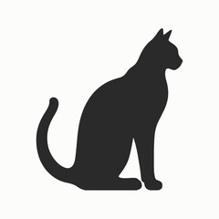 Minimalist Black Cat Silhouette Vector—Sleek Sitting Feline Profile Art