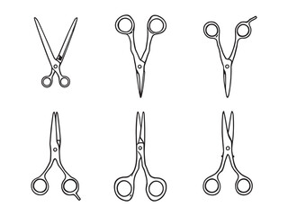 Surgical scissors line art icon clean sharp outline