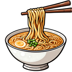 Delicious Ramen Noodles: Asian Cuisine Bowl with Chopsticks