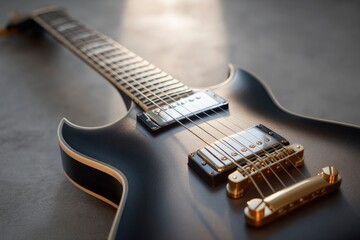 Fototapeta premium Black Electric Guitar Close Up