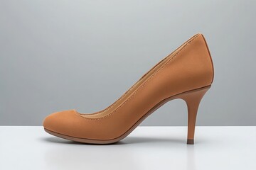 Obraz premium Single light brown heeled women's shoe