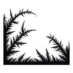 Frost patterns on glass Silhouette, Vector, Illustration, Icon, Logo, White Background.