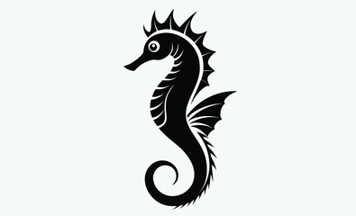 Obraz premium Seahorse silhouette, Seahorse vector silhouette an white background, marine animal vector