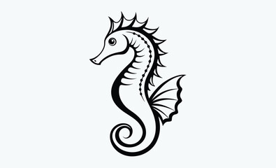 Seahorse silhouette, Seahorse vector silhouette an white background, marine animal vector