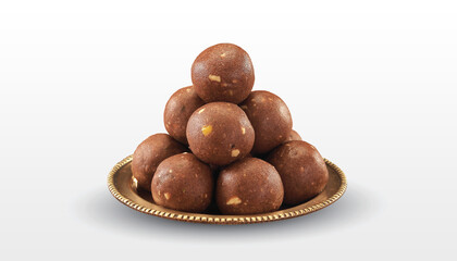 Traditional indian Fresh home made urad dal and millet sweet Nachni laddu or Ragi laddoo or balls...