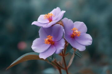 Purple Flower Blossom with Orange Pistil