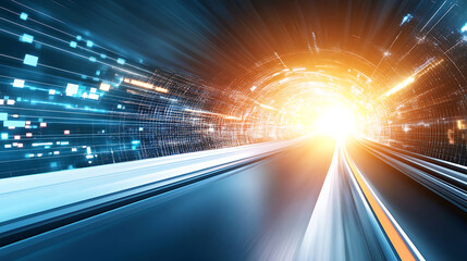 Accelerating digital future high-speed data tunnel virtual environment abstract concept dynamic perspective