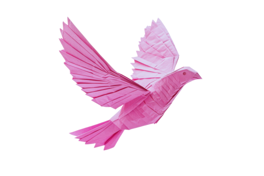 Delicate Pink Origami Dove in Flight A Symbol of Peace and Hope