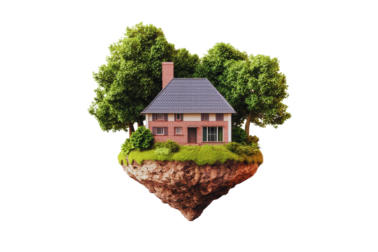 Dream House on a Floating Island A Serene Suburban Home nestled amongst lush green trees