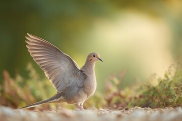 Obraz premium Mourning Dove with Wings Extended