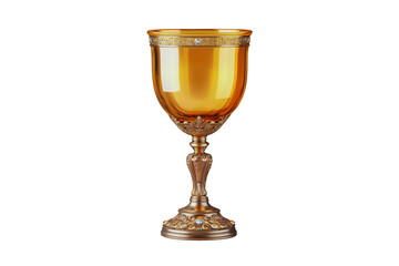 Elegant Amber Goblet with Ornate Gold Accents Luxury Chalice for Festive Occasions