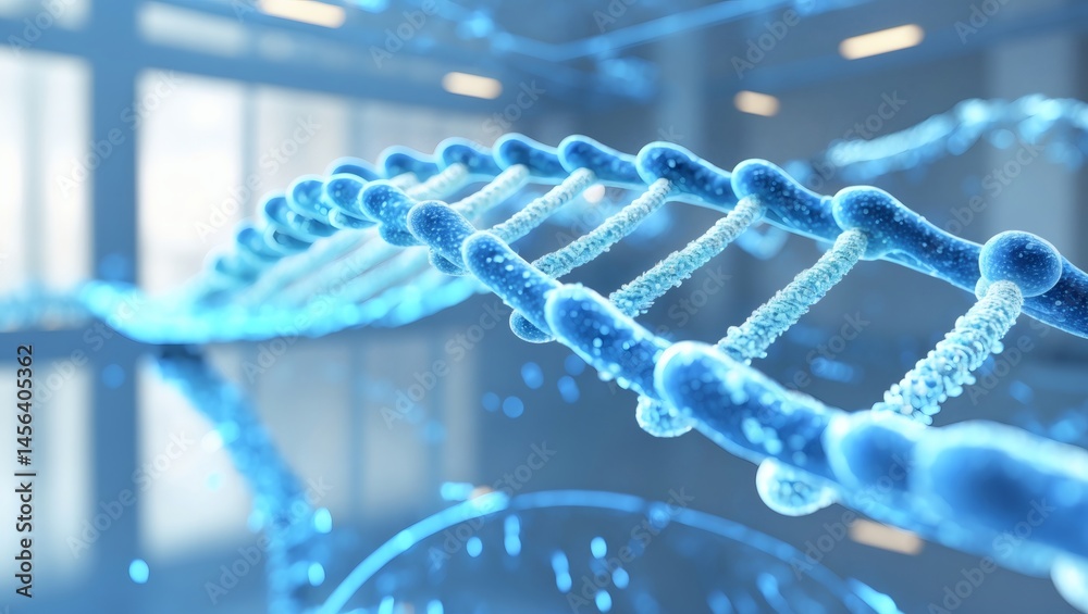Poster a close-up shot of a dna double helix structure, showcasing its intricate design and scientific sign