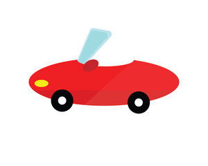 Red toy car on white background