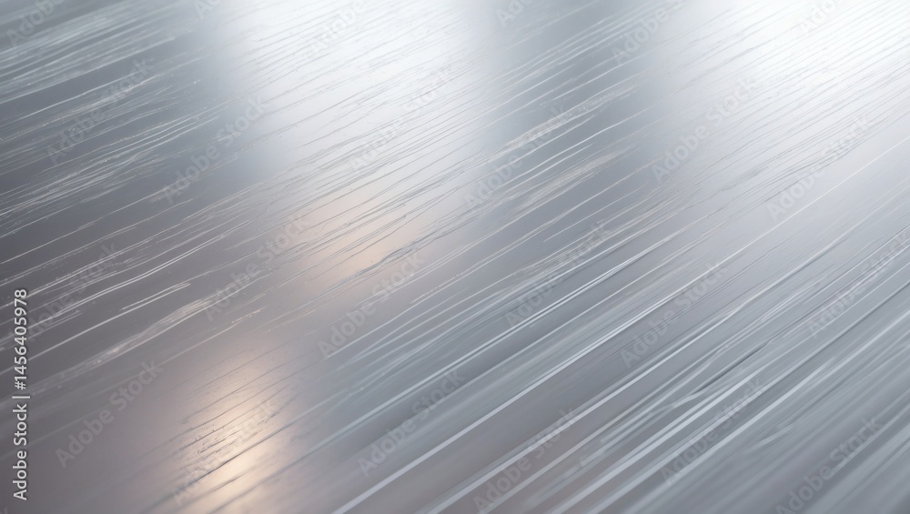 Poster a close-up abstract of a reflective metal surface with diagonal lines and a blurred reflection, creating a sense of depth and texture