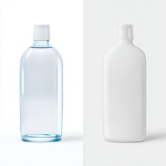 Clear and White Plastic Bottles Isolated on Clean Background for Packaging, Promotional Use, or Cosmetic Product Display in Modern Design