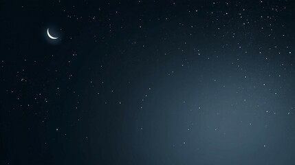 Obraz premium Crescent moon and stars in a dark blue night sky.