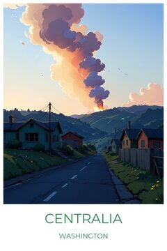 Centralia Washington United states Travel Poster Illustration Print Decor Gift Canvas Wall Art Gift