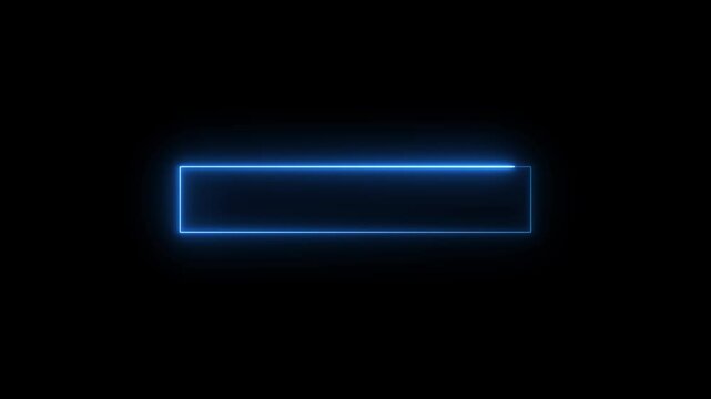 Glowing Neon Line rectangle Text box animation, Abstract  neon glowing line frame, animated moving led light screen box  on black background, Light Rectangle Stroke Line Frame Banner Animation 
