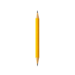 Vertically upright yellow HB pencil floating in mid-air on a solid white background