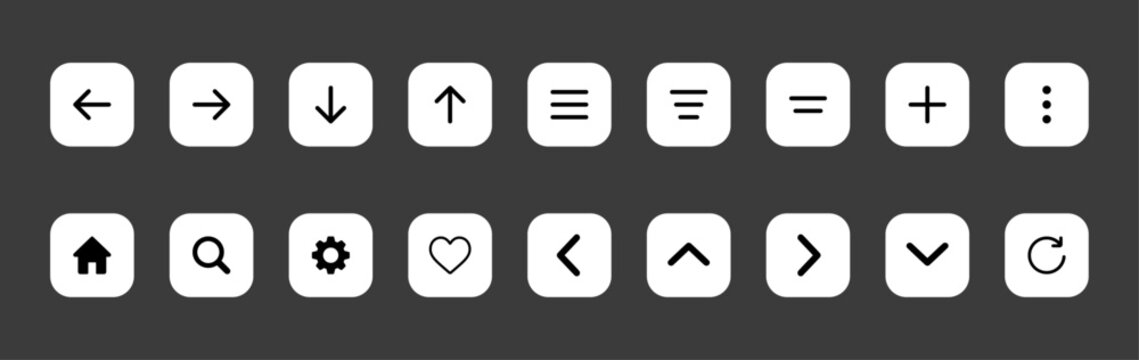 isolated Interface Icon on black background ,ToolBar Button, toolbar icon set,