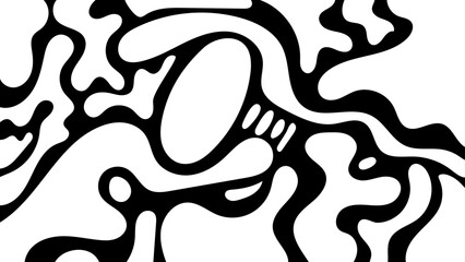 Minimalist Black and White Abstract Fluid Shapes Vector Background 