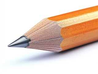 Close-up of a pencil point.  Detailed view of the graphite tip and wooden casing