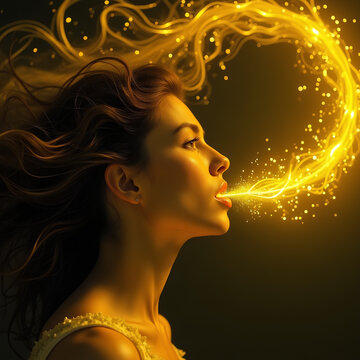woman with golden light