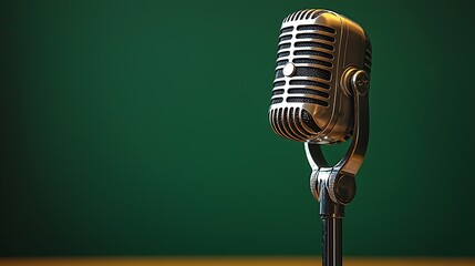 Classic microphone against a green backdrop