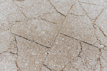 Cracked Concrete Floor Surface Showing Wear and Structural Damage