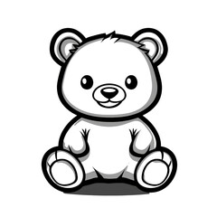 Cute Cartoon Bear Character Sitting on the Ground in a Simple Style Ideal for Children's Illustrations and Baby Products for Kids' Accessories and Decorations