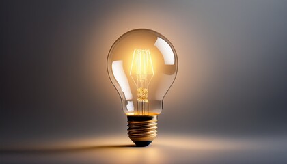 bright light bulb illuminating with soft glow on neutral background