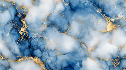 blue and white marble pattern with gold accents
