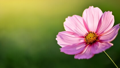 Obraz premium single cosmos flower with green background and copy space