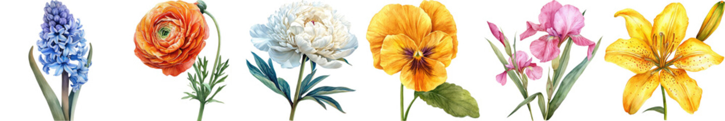 Colorful Collection of Various Flowers in Bloom Showcasing Nature's Beauty and Diversity with Vibrant Petals and Greenery