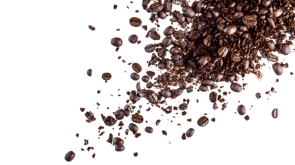 Close-Up Coffee Spill on White Background Isolated - High-Quality Image for Professional Use