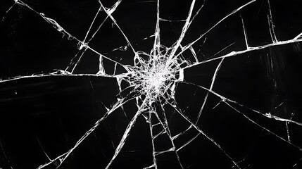 broken glass on a black background. cracks in the glass. abstract background