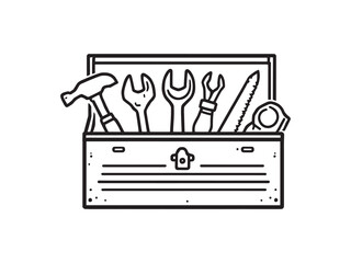 Tool Chest line art icon simple toolbox drawing