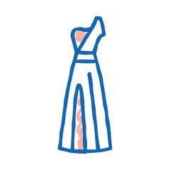 asymmetric wedding dress icon doodle illustration