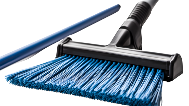 Professional Cleanup Equipment Broom on White Background for Cleaning Service Concept